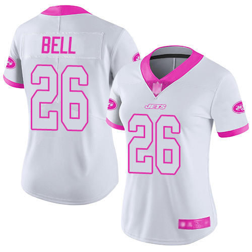 New York Jets Limited White Pink Women LeVeon Bell Jersey NFL Football #26 Rush Fashion->women nfl jersey->Women Jersey